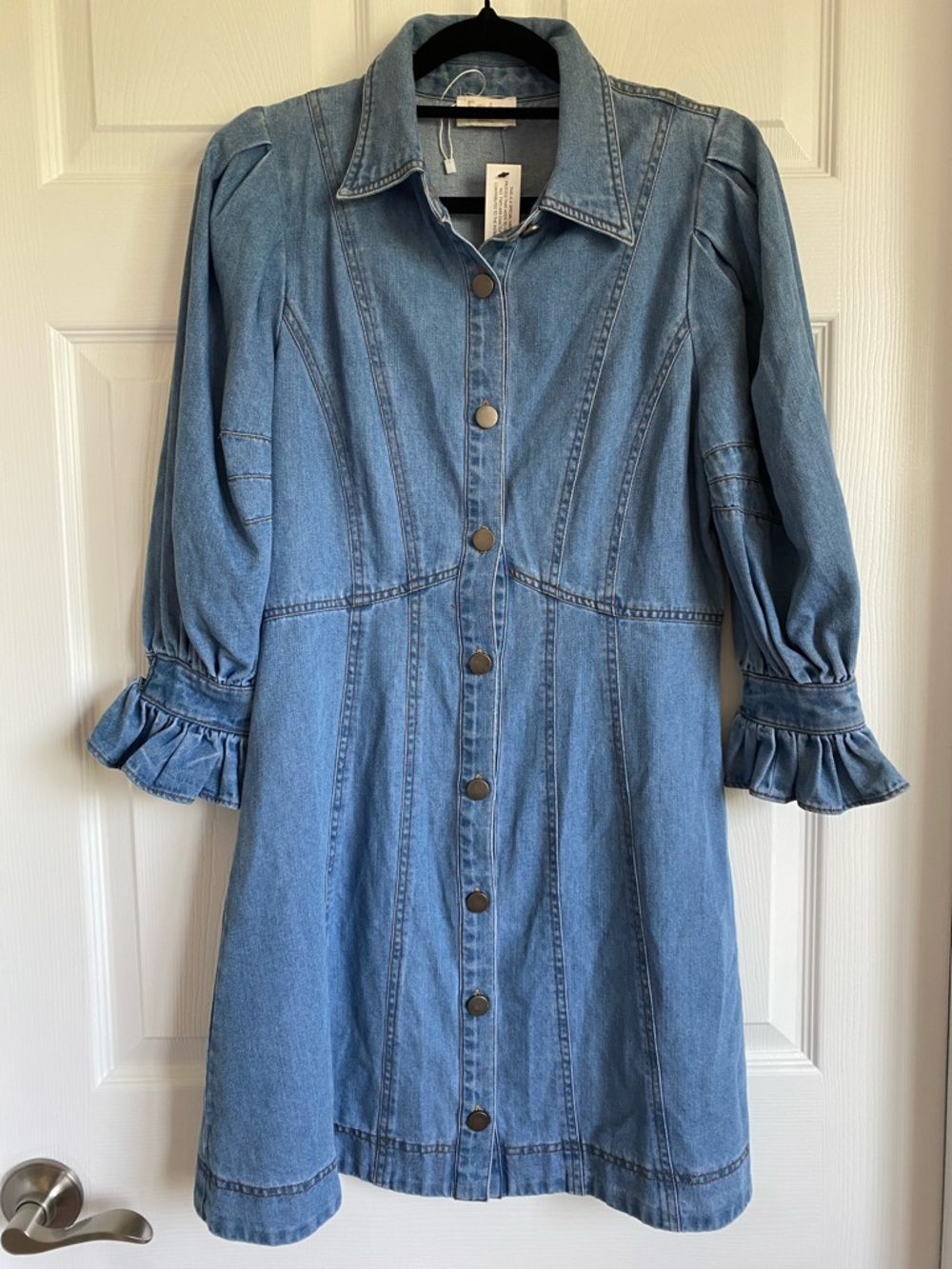 Fate Light Blue Denim Shirt Dress. Soft denim. Small.